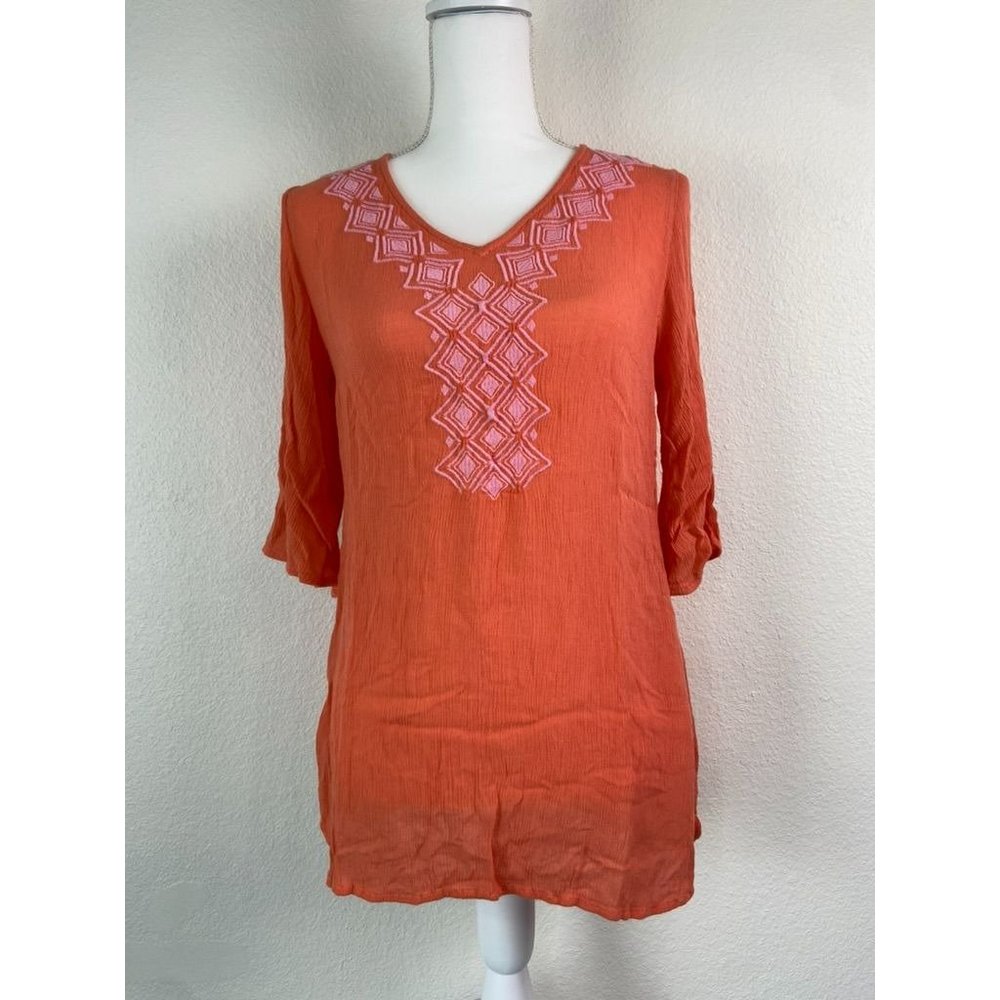 Lilly Pulitzer target women's XS orange 3/4 sleeve gauzy swim coverup tunic